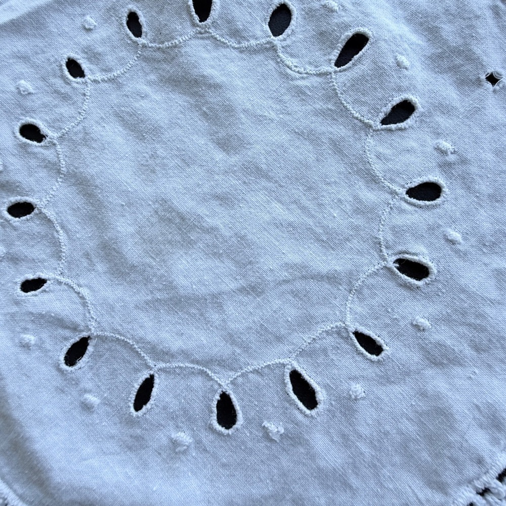 Vintage White Lace Doily Set 4 Piece Crocheted Eyelet Battenburg Mixed Lot - Picture 3 of 11